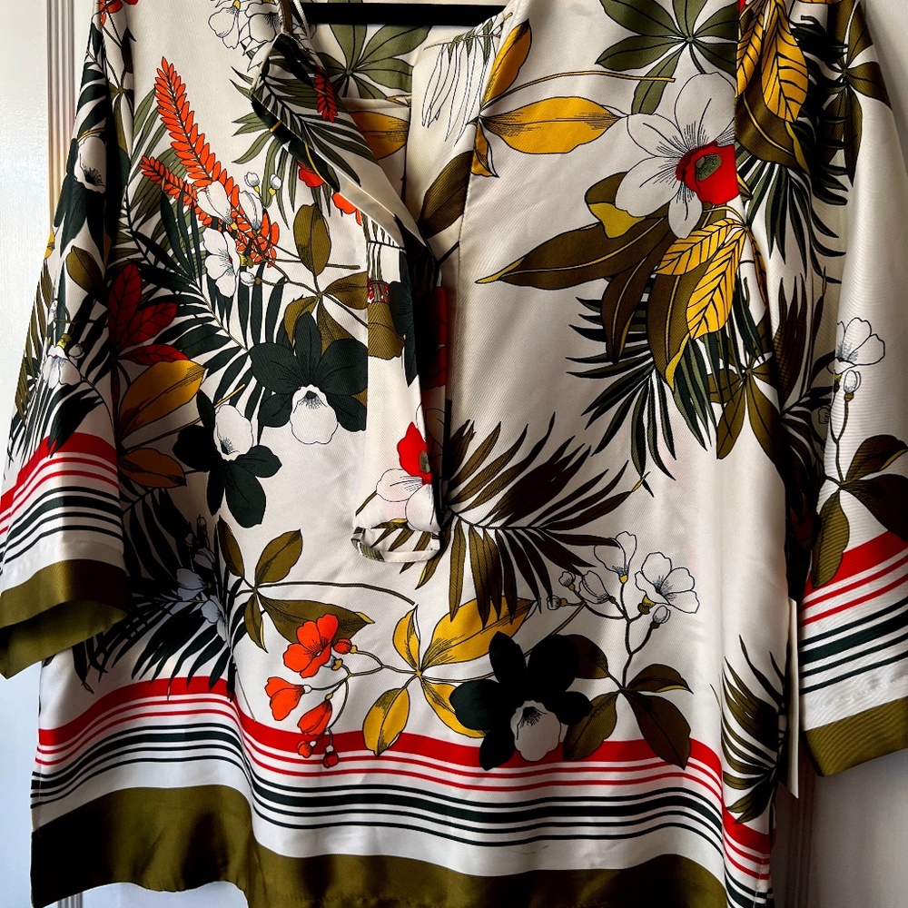 NEW ZARA Basic Tropical Jungle Print Oversized Tunic (M)
